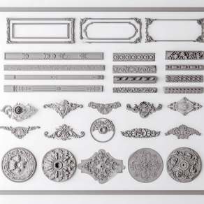 欧式古典石膏雕花3D模型下载